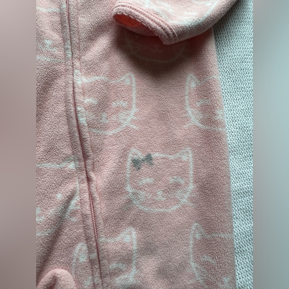 Cozy Pink Cat Fleece Kids One Piece Carters Pajama 9 months - Picture 6 of 8